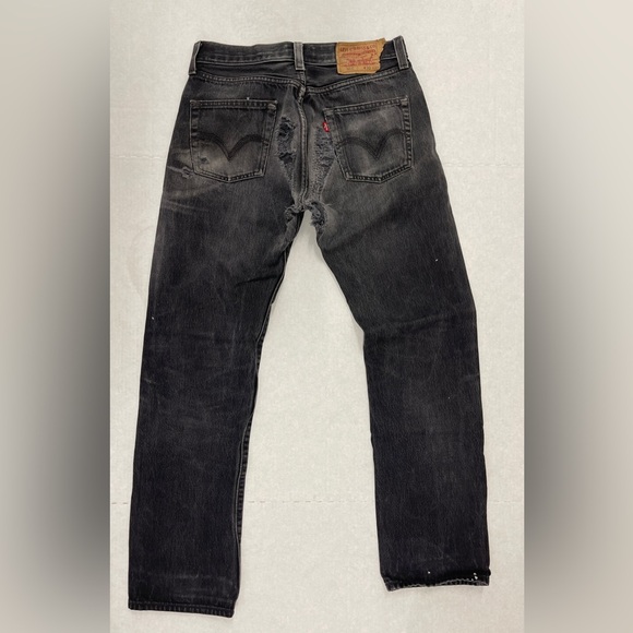 Vintage Levi’s Distressed Black 501 Straight Leg Buttony Denim Jeans - W 30 L 32 - Picture 2 of 6